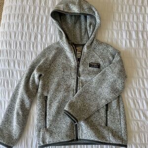 L.L. Bean Kids Gray Full-Zip Hooded Knit Jacket